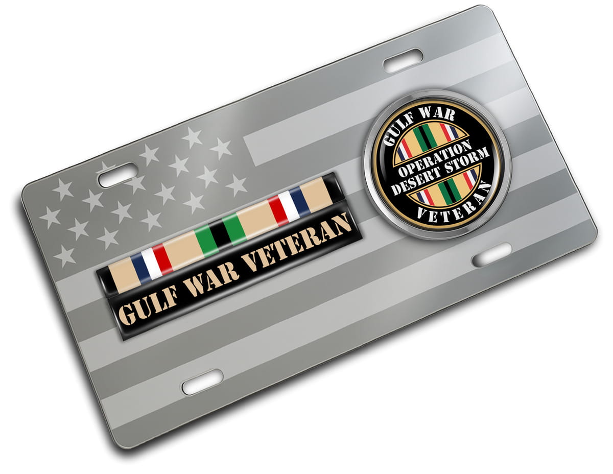 Desert Storm Gulf Veteran - Stainless Steel Car License Plate
